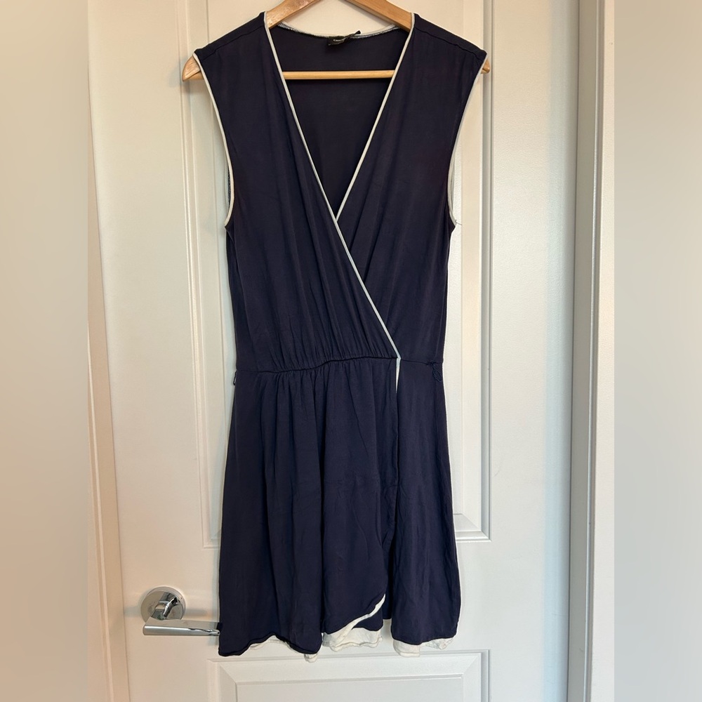 ASOS Navy Wrap Dress with White Trim